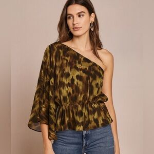 Anthropologie DREW Grass one sleeve Blouse Top